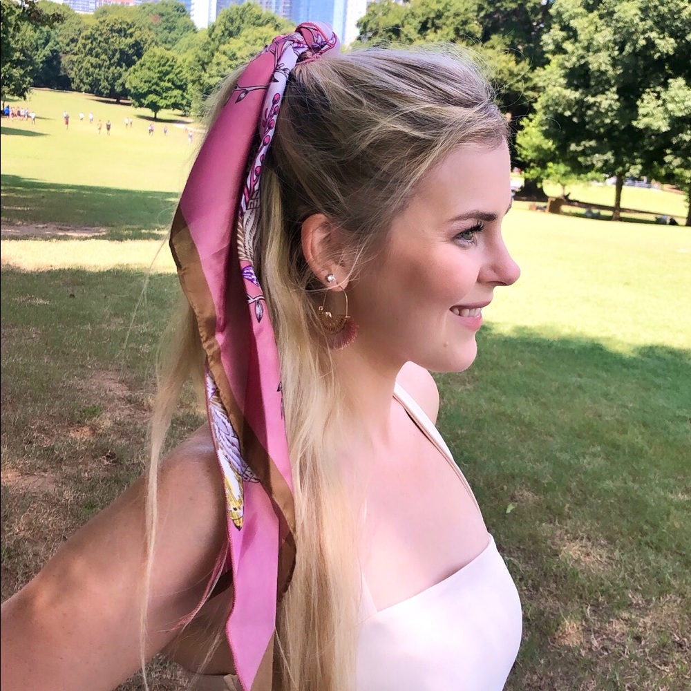 Mixed Floral Print Ponytail Scarf Scrunchie